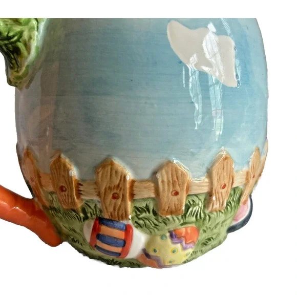 GKA Collector's Pitcher Rabbit Couple Easter Egg Hunt w Carrot Handle 6.5" - Picture 8 of 9